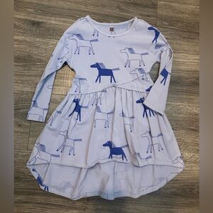 Adorable Tea Collection Purple Horse Pattern Kids 4 Dress